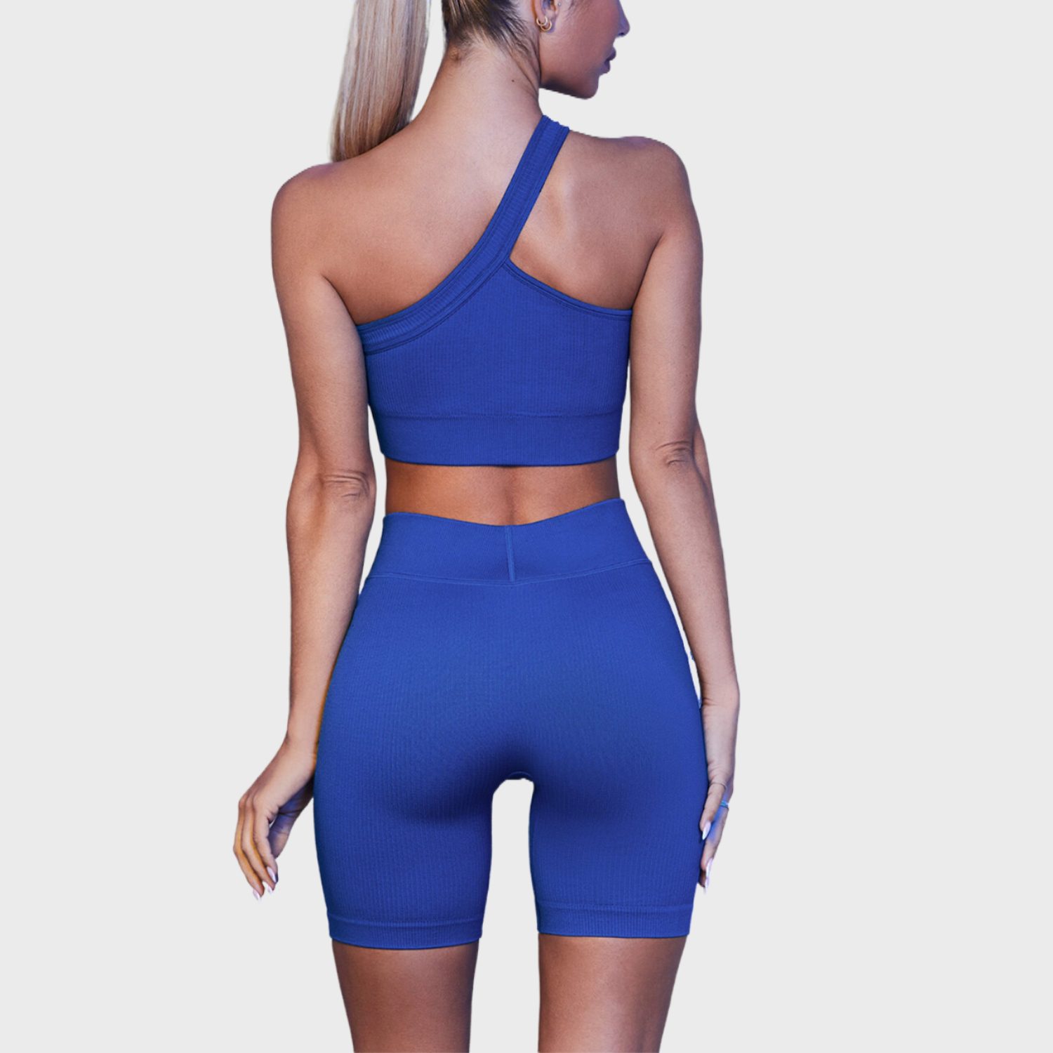 One Shoulder Sportswear Biker Shorts Set