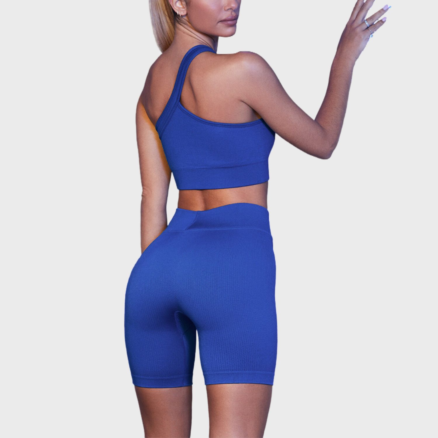 One Shoulder Sportswear Biker Shorts Set