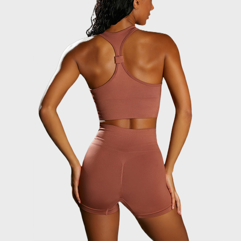 Brown Seamless Mini Shorts Activewear