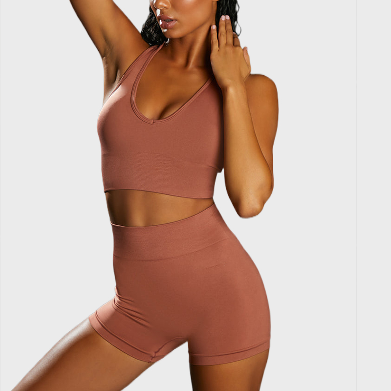 Brown Seamless Mini Shorts Activewear