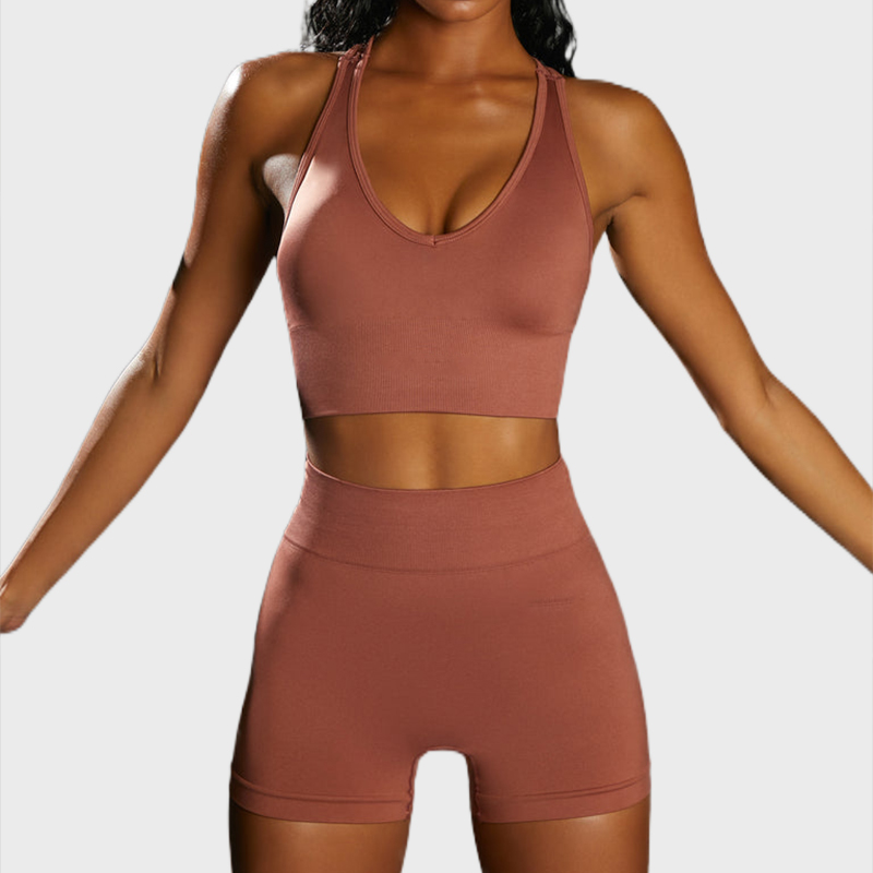 Brown Seamless Mini Shorts Activewear